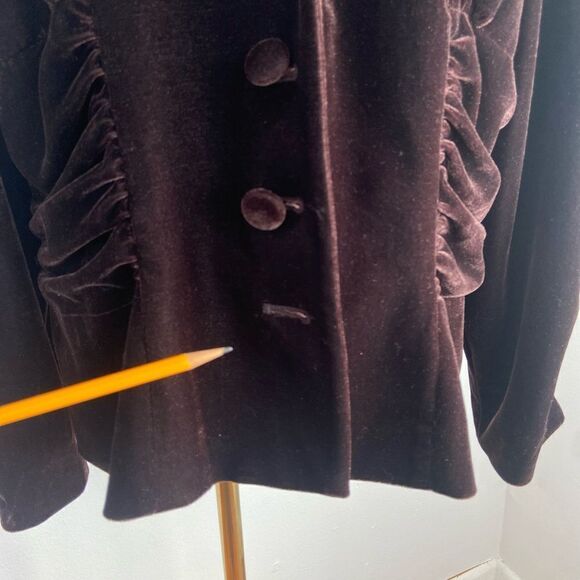 Vtg 90s Brown Velvet Blazer Women XLP Steampunk Academia Western Equestrian Goth - Picture 7 of 13